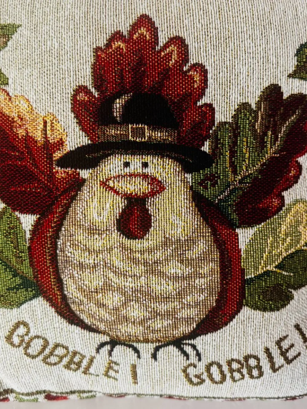 Turkey Gobble Gobble Woven Tapestry Throw Pillow 16x16